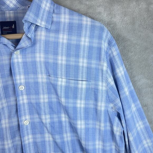 Johnnie O Performance Blaise Laguna Blue Bamboo Mix Long Sleeve Shirt Size Med - Picture 3 of 12